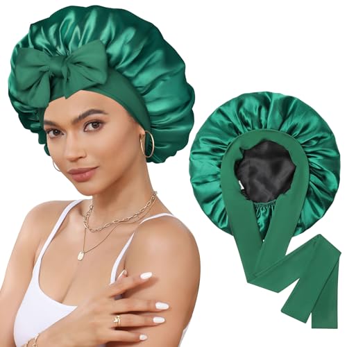 CHLINS Double Layer Satin Bonnet for Sleeping, Hair Bonnet for Curly Hair