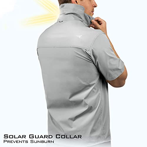 Kastking Rekon Men's Fishing Shirts, Well Made, Quick-Dry Short & Long Sleeve Hiking Beach Shirts For Men, Breathable Sun Protection, Light Gray #TOP4