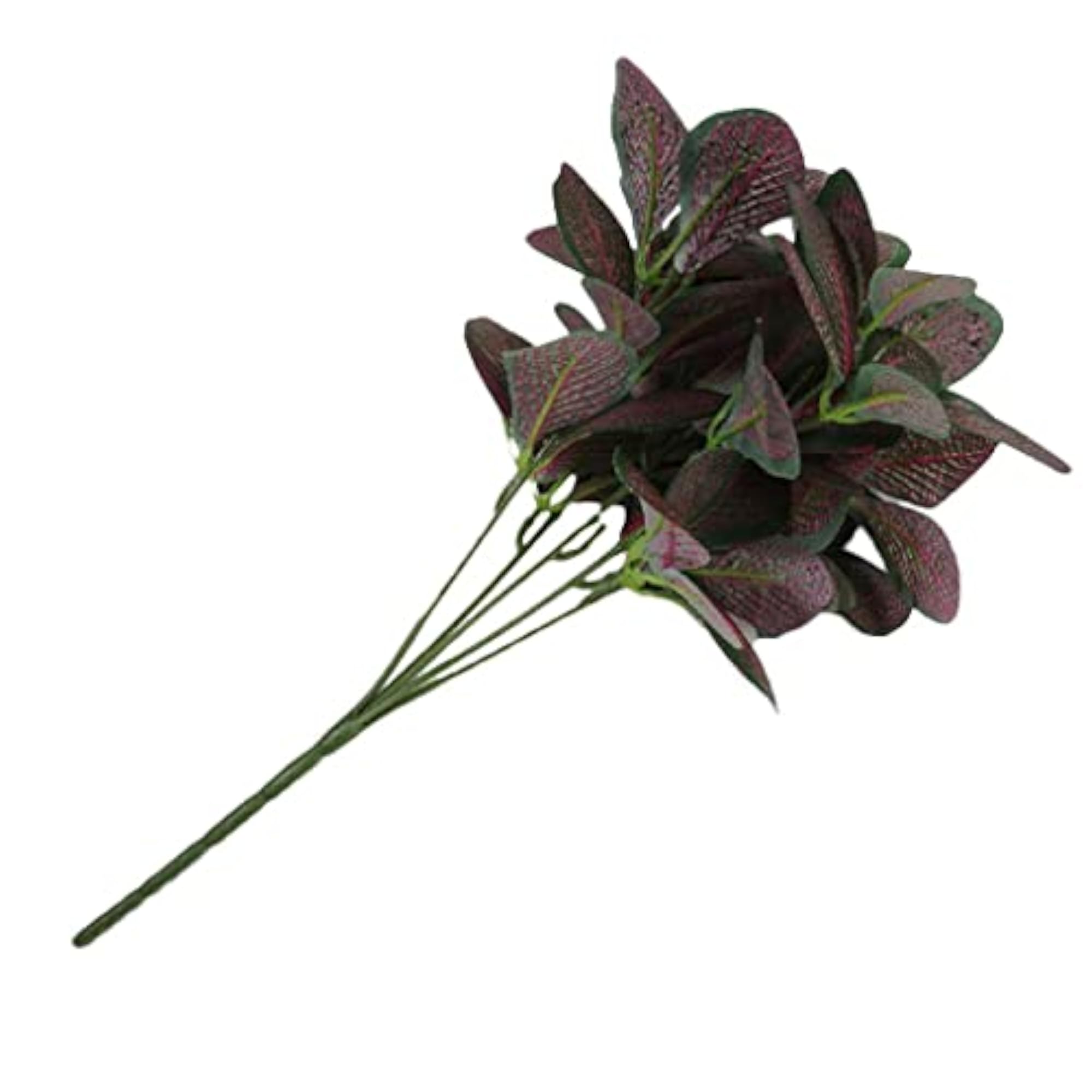 Artificial 7 Fork Leaf Plants Red Vein Silk Foliage Grass Flowers