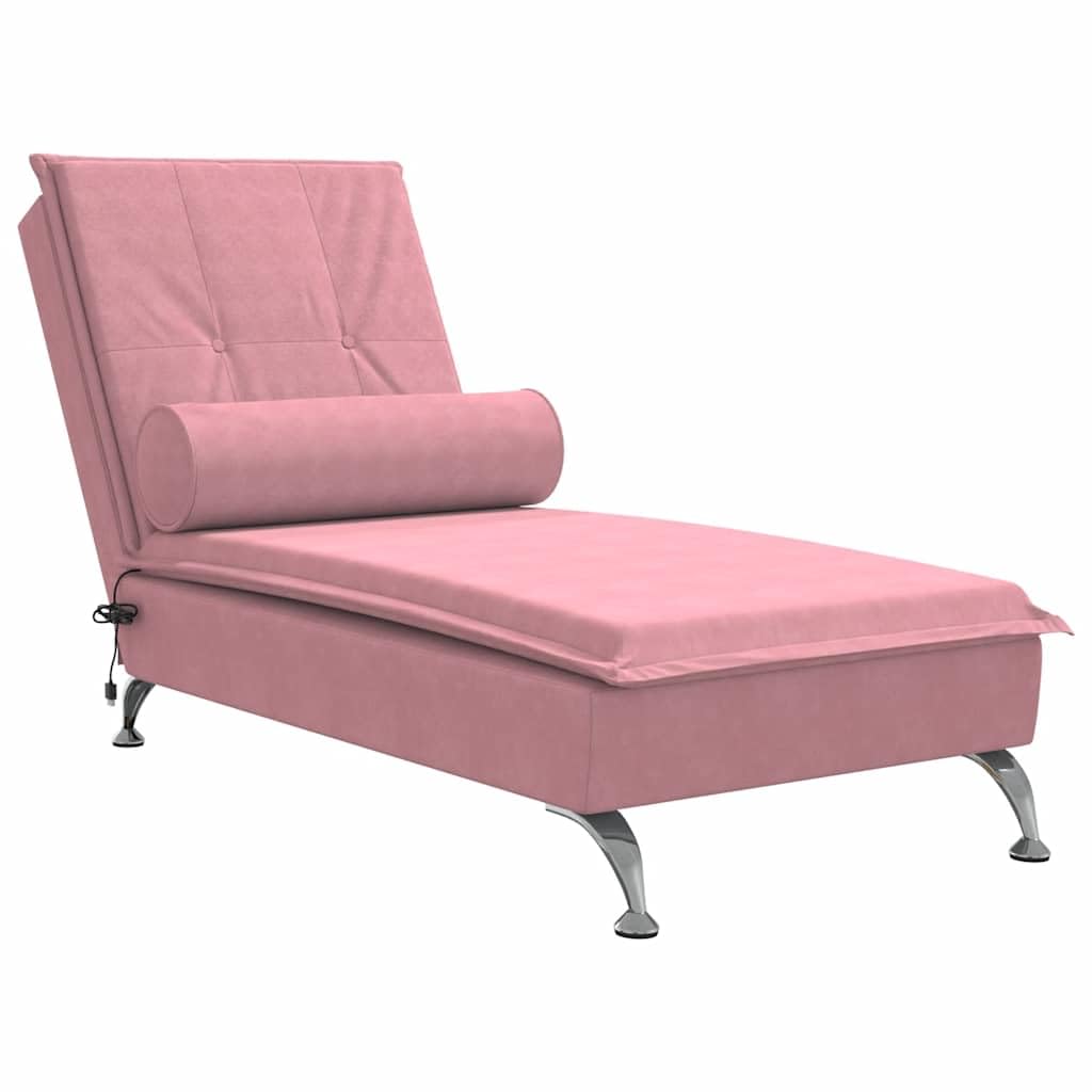 Generico Chaise Longue Massaggi con Cuscino Rosa in Velluto,Sedie,Chaises-longues-379453