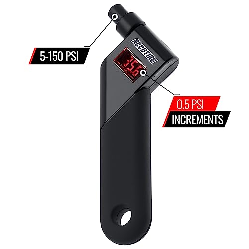 Image of Accutire MS-4021B Digital Tire Pressure Gauge with 4 Valve Caps, 5-150psi (psi, bar, kPa, kg /cm2)