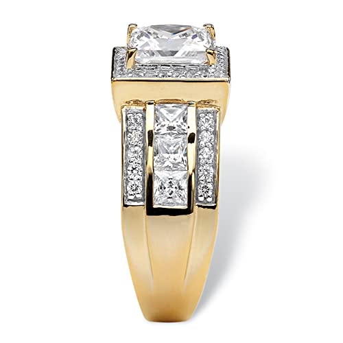 PalmBeach Yellow Gold-plated Sterling Silver Princess Cut Cubic Zirconia Halo Engagement Ring Sizes 6-102