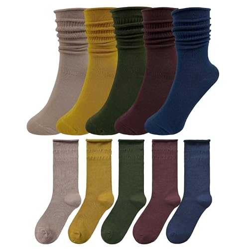 Image of MAGIARTE Women's Cotton Slouch Socks Knee High Boot Length Soft Scrunch Chunky Stacked Socks 3 /5 /8 PACK