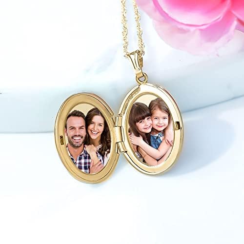 PicturesOnGold.com Solid 14k Yellow Gold XL Oval Crest Picture Locket - 1 Inch X 1-1/4 Inch in Solid 14K Yellow Gold with Engraving - Image 2