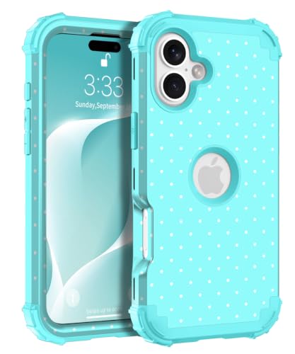 Coque iPhone 17 antichoc bleu ciel à pois, l'accessoire idéal pour vos sorties