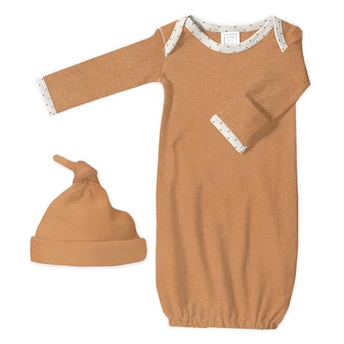 Image of SwaddleDesigns Baby Gift Set, Watercolor Sunny Days Muslin Swaddle Blanket and Butterum Newborn Hat and Pajama Gown with Mitten Cuffs, Softest Cotton