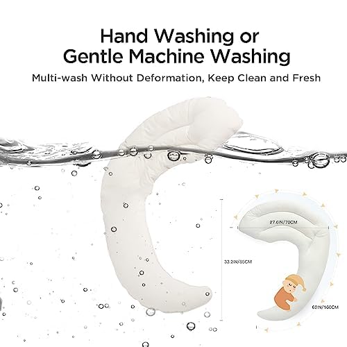 Miniatura 6 de Almohada Corporal En Forma De Luna Abrazable Para Niños Pequeños Y Niños, Soporte Suave Y Transpirable Para Un Sueño Cómodo, 86 X 69 Cm, Funda Lavable
