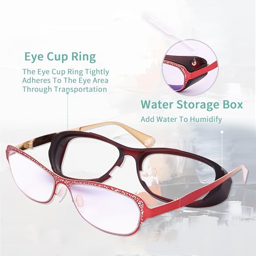 Image of Moisture Chamber Glasses for Dry Eyes, Blue Light Blocking, Moisture Chamber Goggles with Stainless Steel Frame, Anti-Pollen, Aviod Allergens, Indoor or Outdoor for Men /Women(Red)
