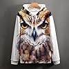 KLJHNVBM Unisex Hooded Sweatshirt Oversized Pullover Hoodie with Pocket Watercolor Cool Owl Head Hoodie Casual Streetwear, Style, XXXL #5