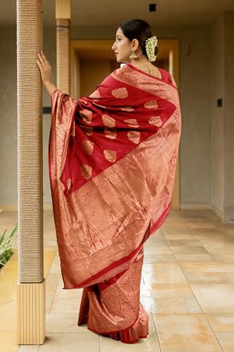 Image of Subham Saree for Woman Silk Cotton Kanjivaram | Soft Easy to Drape Daily Wear Sari with Blouse Fabric