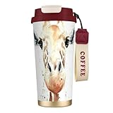 Tasse de voyage étanche : équipé d'un couvercle sécurisé à double fonction avec paille et ouvertures pour siroter, ce gobelet à café de voyage imprimé girafe est résistant aux déversements et idéal pour les déplacements, la randonnée, le bureau ou une utilisation à la maison
