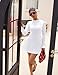 YMDUCH Women's Elegant Long Sleeve Mock Neck Backless A-line Party Mini Dress White