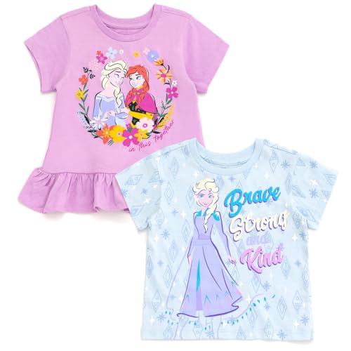 Disney Frozen Toddler Girls 2 Pack Peplum T-Shirts Light Violet/Sky Blue 3T