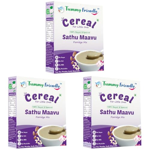 Image of TummyFriendly Foods Certified Organic Sprouted Sathu Maavu Porridge Mix. Made of Sprouted Ragi, Whole Grains, Pulses & Nuts. Organic Baby Food For 8+ Months Baby. Shelf-life 9 month-200g (MultiGrain-2x200g)