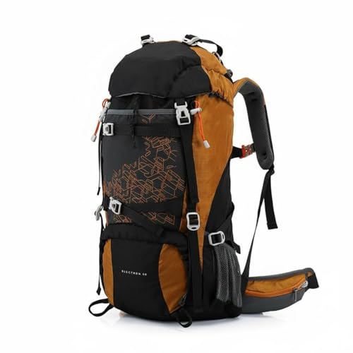 Jinhxofs Mochila Impermeable de Nylon Transpirable Mochila de Senderismo Grande Ligera para Montaña, Camping, Viaje, Marrón, Marrón