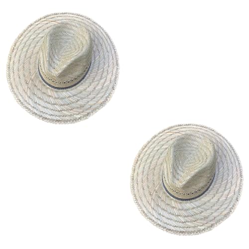 DEARMAMY 2 Piezas Sombrero de Pescador Tejido Gorro Sol Sombrero Sol Gorros de Hombre Sombrero de Hombre Gorro Hombre Sombrero de Cubo de los Hombres Sombrero de Sol Tejido Hierba Estera