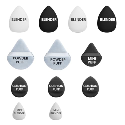 Image of Fashion Colour Just Dab!! 12PCS Makeup Sponge Set | Beauty Blender, Powder Puff & Cushion Puff | Foundation, Concealer & Powder Applicators | Soft, Flexible & Reusable | All Skin Types (01)
