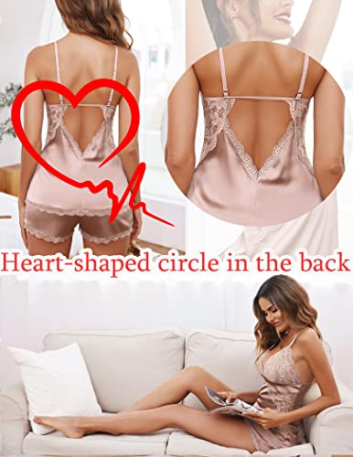 Avidlove Sexy Women Satin Sleepwear Lingerie 2 Piece Silk Pjs Cami Top And Shorts Sleep Camisole Nightwear Gift Champagne #TOP3