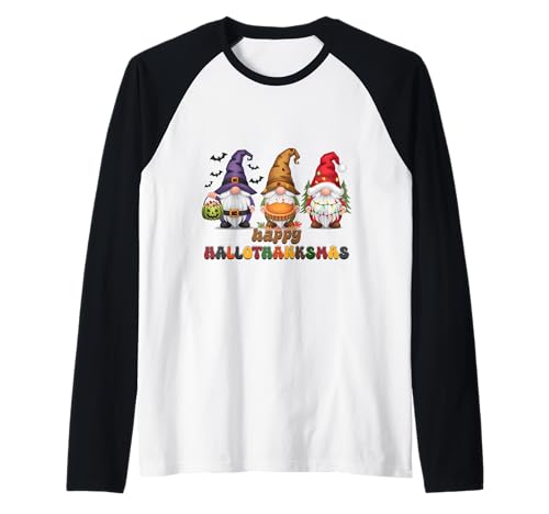 Camisa de gnomos Graciosa Tarta de Calabaza para Navidad Camiseta Manga Raglan