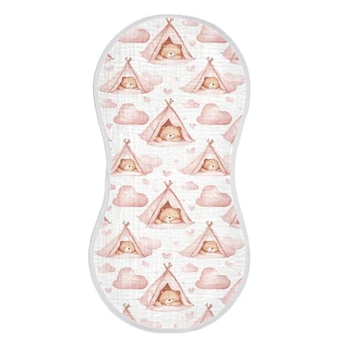 vvfelixl Baby Burp Cloths Cute Bear Sleep on Clounds Baby Newborn Cotton Burping Cloths Set Babys Washcloths 4 Pack