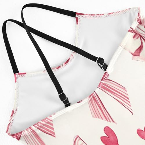 Bolaz Girls Swimsuits One-Piece Bathing Suits Multicolor Kids Sport Summer Beach Swimwear for 3-10 Years Old-Red Bow Tie4