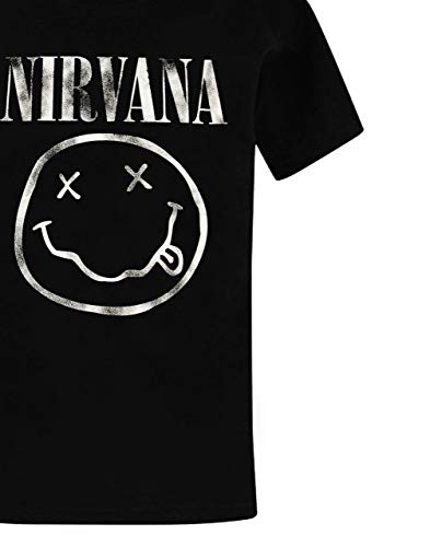 Nirvana Smiley Logo Boys Black T-Shirt - Les Beatles, Paul McCartney, John Lennon, RIngo Starr, George Harrison Nirvana Smiley Logo Boys Black T-Shirt – Image 4