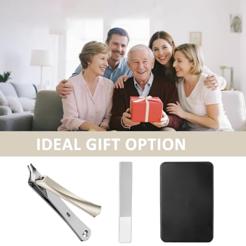 Image of MAYCREATE Nail Clipper Set, Stainless Steel Slanted Nail Cutter & Nail Filer Set with Travel Case Nail Grooming Kit Gift for Men Women