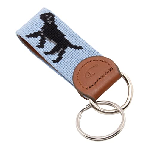 Image of Leather Hand-Stitched Needlepoint Key Fob or Key Chain