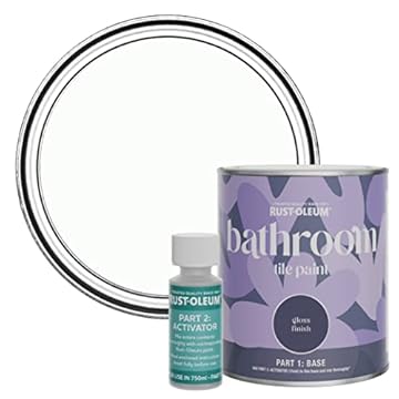 Rust-Oleum White Water-Resistant Bathroom Tile Paint in Gloss Finish - Moonstone 750ml