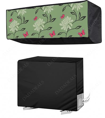 Image of Split AC Cover Combo Set 1.5 Ton | Indoor Outdoor Waterproof & Dustproof Protection | Durable, Breathable Fabric | These Covers Help Maintain Airflow | Green