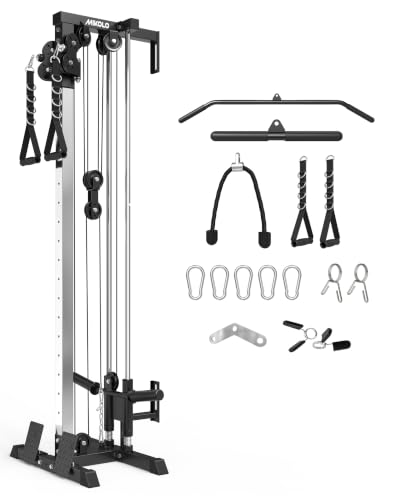 Mikolo Wall Mount Cable Station Cable Crossover Machine with Dual Pulley System and 19 Adjustable Positions for Home Gym Fitness Equipment Black