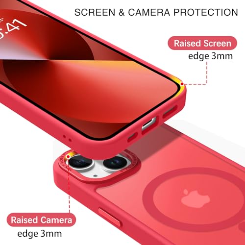 Image of BENTOBEN Magnetic for iPhone 13 Case & iPhone 14 Case [Compatible with Magsafe] Translucent Matte Phone Case iPhone 13 /14 Slim Shockproof Women Men Girl Protective Cover for iPhone 13 /14 6.1 inch, Red