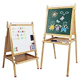 DOPPELSEITIGES ZEICHENBRETT: Auf einer Seite ist ein magnetisches Whiteboard. Auf der anderen ist eine Tafel, die sich zum Zeichnen, Malen und Schreiben mit Stiften aus verschiedenen Materialien eignet.