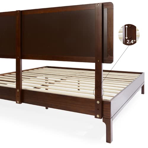 Bme Nipe (New) 14 Inch Deluxe Bed Frame With Adjustable Headboard Rustic & Bohemian Unique Style With Acacia Wood - No Box Spring Needed - 12 Strong Wood Slat Support - Easy Assembly (Walnut, King) #TOP4