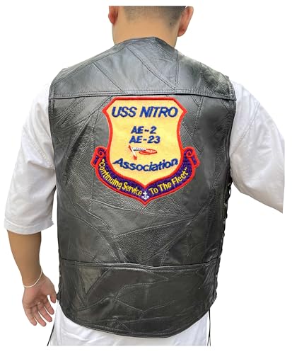 247EMBROIDERY uss nitro ae 2 association embroidered vest patch, patches, leather vest jacket