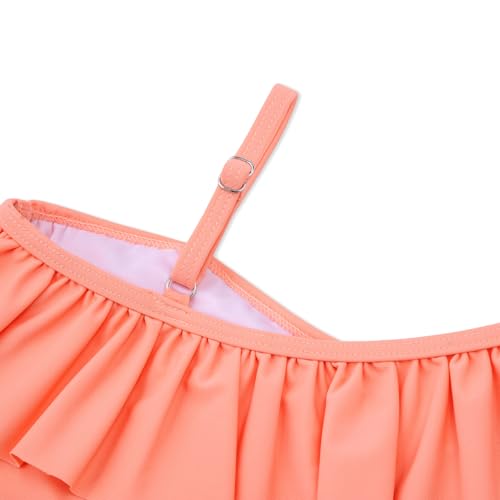 Image of Alakuoti Girls One Piece Swimsuits Cutout Ruffle Bathing Suit Quick Dry Beach Swimwear with Adjustable Strap 5-14 Years