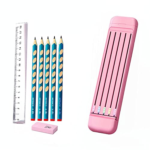 Image of Pencil Case, Kids Pencil Holder, Primary School Stationery Box, with Ruler Slot & Eraser Storage, Light Weight, Easy to Carry (A-Pink)