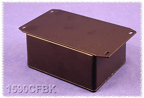 1590DFBK, Diecast Aluminum Enclosures w/Bottom Flange, Black, 7.38 x 4.70 x 2.05 (LxWxH)