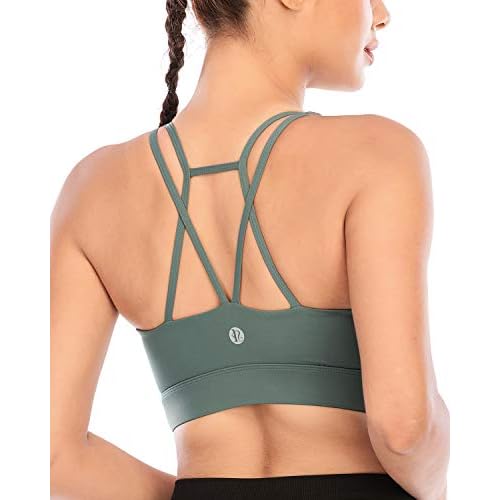 RUNNING GIRL Sports Bras for Women,Padded Sports Bra Tank Top Sexy Crisscross Back High Impact Longline Workout Yoga Bra Black X-Small