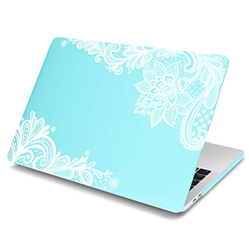 Batianda Lovely Lace Design Matte Hard Case for MacBook Air 13 inch (A1466 & A1369) (NEWEST VERSION) Shell Cover - Mint Green