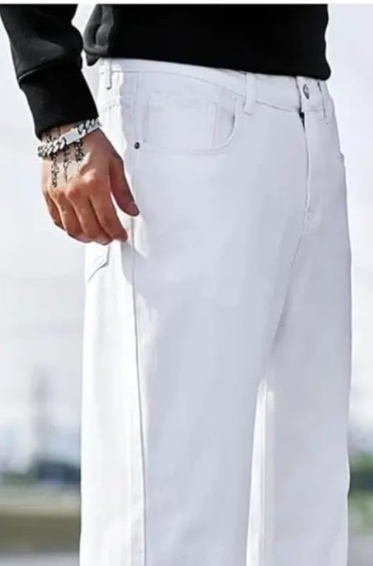 NAZDA Men's Relaxed Baggy Fit Jeans White - Image 3
