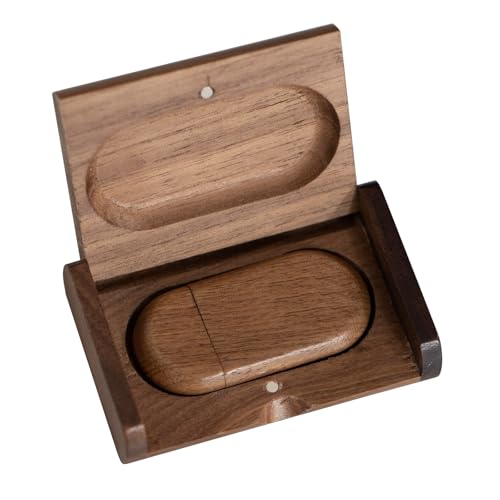 64 GB drewniana pamięć USB 3.0, z pudełkiem z drewna orzecha włoskiego, do przechowywania zdjęć, TATMOHIK półka na dane, na urodziny, wesele lub inne uroczystości