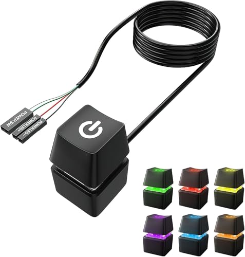 PC Power Button, Netzschalter für Desktop Computers PC, Desktop-Computer, Externer Fernstart Motherboard On Off Switch PC Komponenten Einschalter 2M Verlängerungskabel mit LED Licht