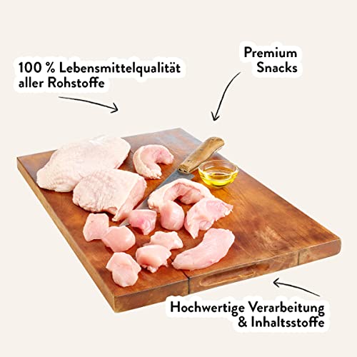 Dogs'n Tiger – Leckere Stückchen Hundeleckerlis aus 99% Fleisch + 1% Leinsamenöl – Hundesnack ohne Zucker, Getreide & künstliche Aromen (gefriergetrocknete Hähnchenbrustfilet | 4 x 80 g)