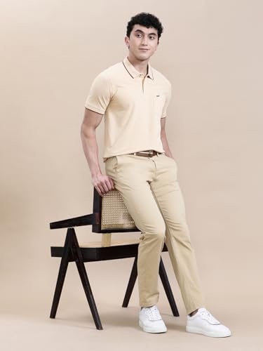Image of CROCODILE Men Solid Polo T-Shirt | 100% Cotton | Short Sleeve | Slim Fit | Button Placket White