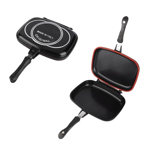 Ejoyous Double-Sided Grill Pans 32 Cm, Double Grill Pan Connecting Pans with Anti-Burning Handle Pressure Cooking Function