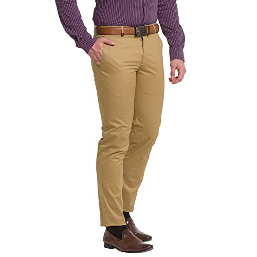 Image of Park Avenue Men Super Slim Fit Solid Pattern Cotton Spandex Blend Flat Front Formal Chinos
