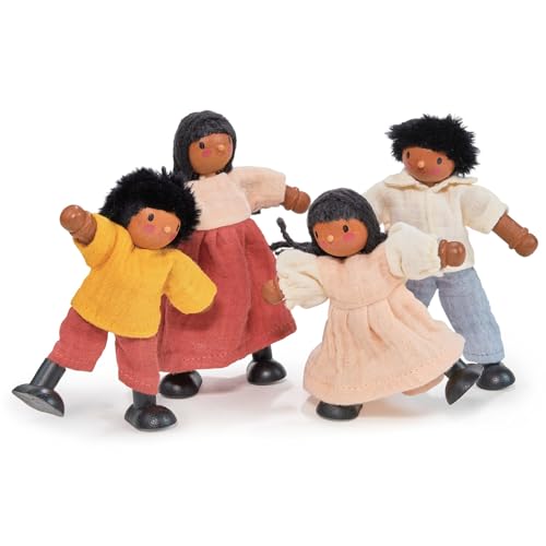Juego de muñecos de madera The Berrybunch con ropa de tela miniatura 1