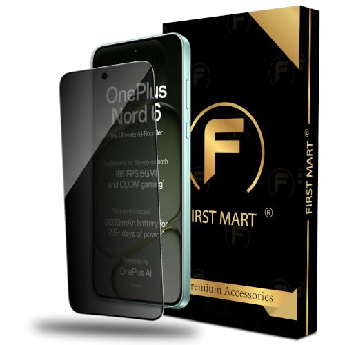 Image of FIRST MART Privacy Tempered Glass for OnePlus Nord 6 | Anti-Spy Screen Protector, Edge-to-Edge 9H Scratch Protection, Case-Friendly, Bubble-Free | Pack of 1