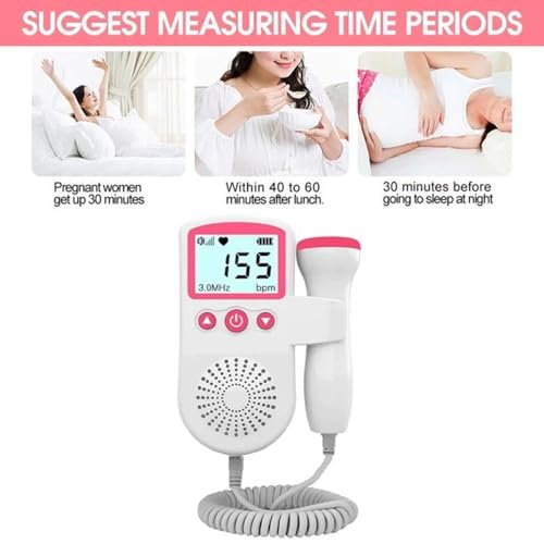 Image of Dr. Care Fetal Doppler - Your Portable Companion for Pregnancy: 50-230M Measuring Hz, LCD Display, Pocket Size (Pink)